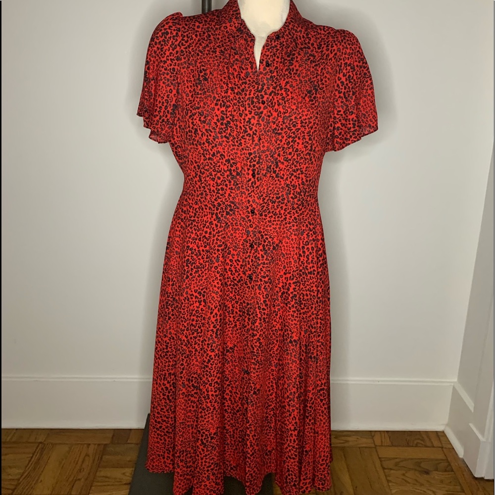 Nanette Lepore red leopard print dress size 6